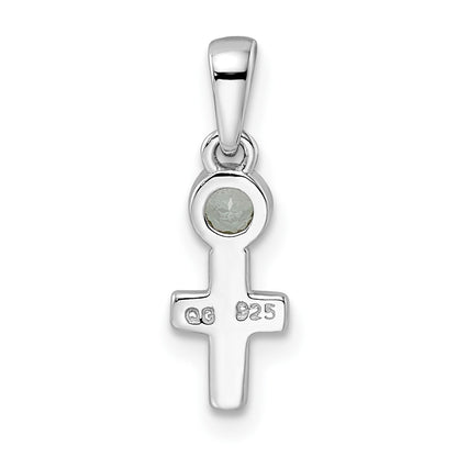 Sterling Silver Rhodium-plated Polished White Topaz Cross Pendant