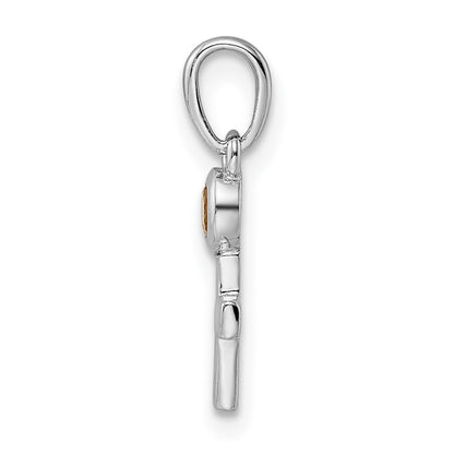 Sterling Silver Rhodium-plated Polished Citrine Cross Pendant