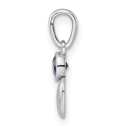 Sterling Silver Rhodium-plated Lab Created Sapphire Heart Pendant