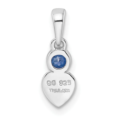 Sterling Silver Rhodium-plated Lab Created Sapphire Heart Pendant