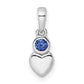 Sterling Silver Rhodium-plated Lab Created Sapphire Heart Pendant