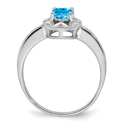 Sterling Silver Rhodium-plated Diamond u0026 Blue Topaz Ring