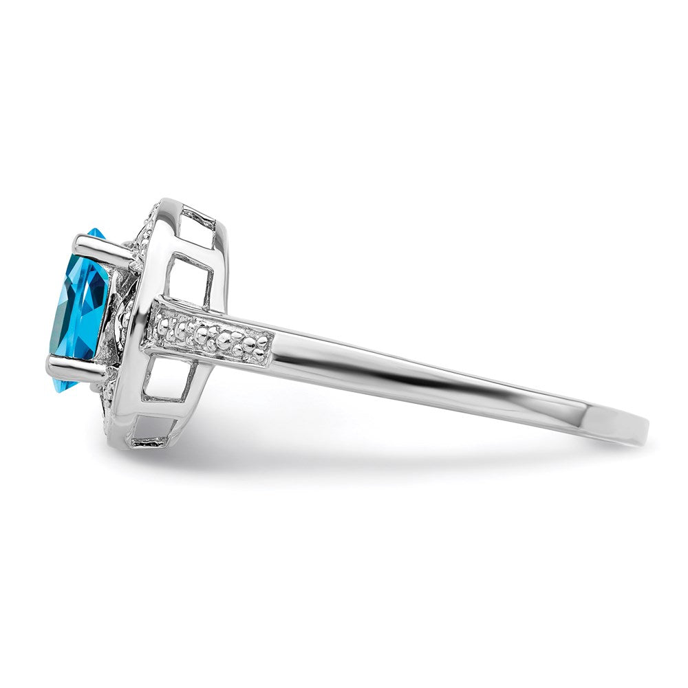 Sterling Silver Rhodium-plated Diamond u0026 Blue Topaz Ring