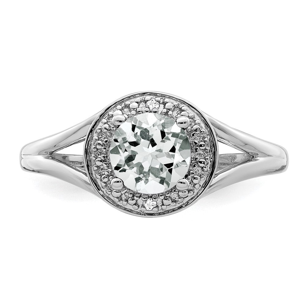 Sterling Silver Rhodium-plated Diamond u0026 White Topaz Ring