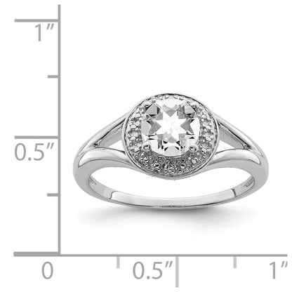 Sterling Silver Rhodium-plated Diamond u0026 White Topaz Ring