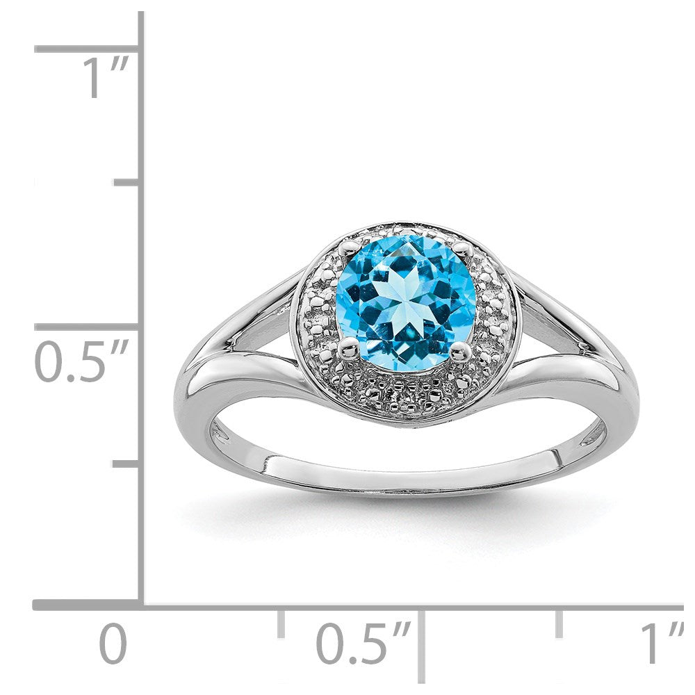 Sterling Silver Rhodium-plated Diamond u0026 Blue Topaz Ring