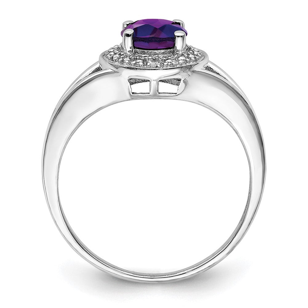 Sterling Silver Rhodium-plated Diamond u0026 Amethyst Ring