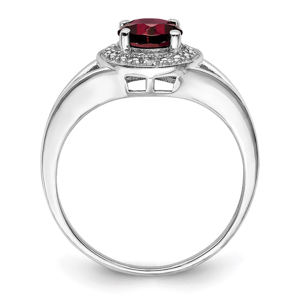 Sterling Silver Rhodium-plated Diamond u0026 Garnet Ring
