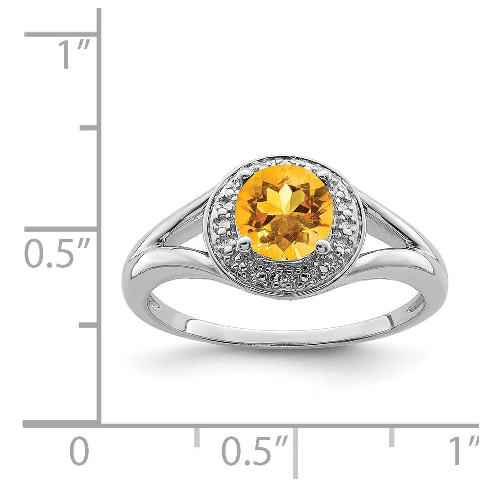 Sterling Silver Rhodium-plated Diamond u0026 Citrine Ring
