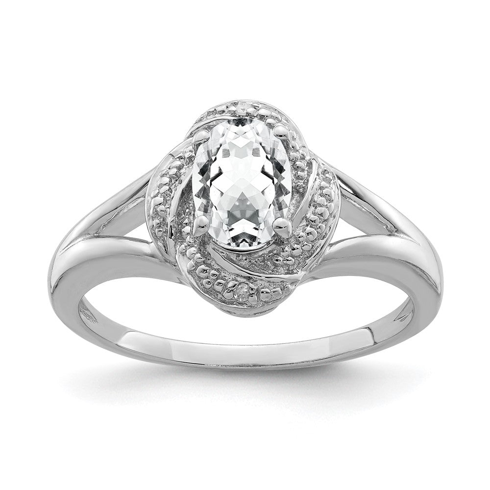 Sterling Silver Rhodium-plated Diamond u0026 White Topaz Ring