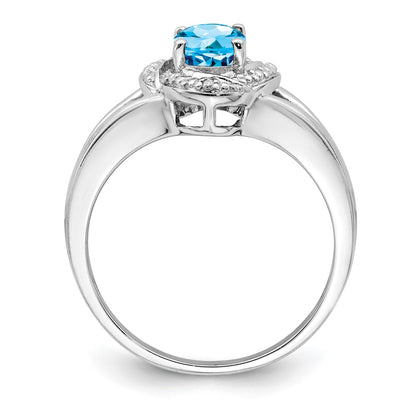 Sterling Silver Rhodium-plated Diamond u0026 Blue Topaz Ring
