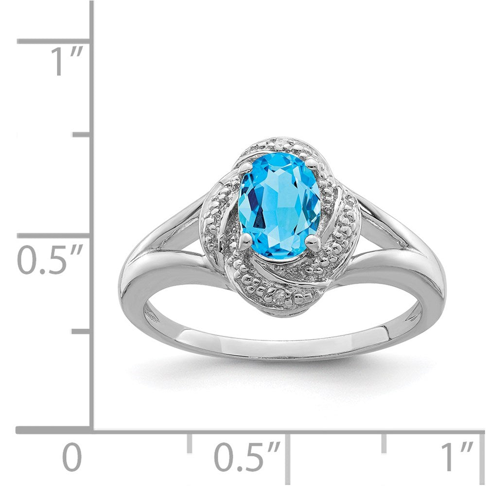 Sterling Silver Rhodium-plated Diamond u0026 Blue Topaz Ring