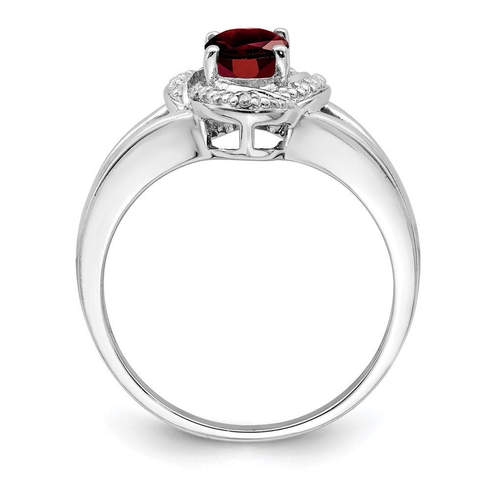Sterling Silver Rhodium-plated Diamond u0026 Garnet Ring