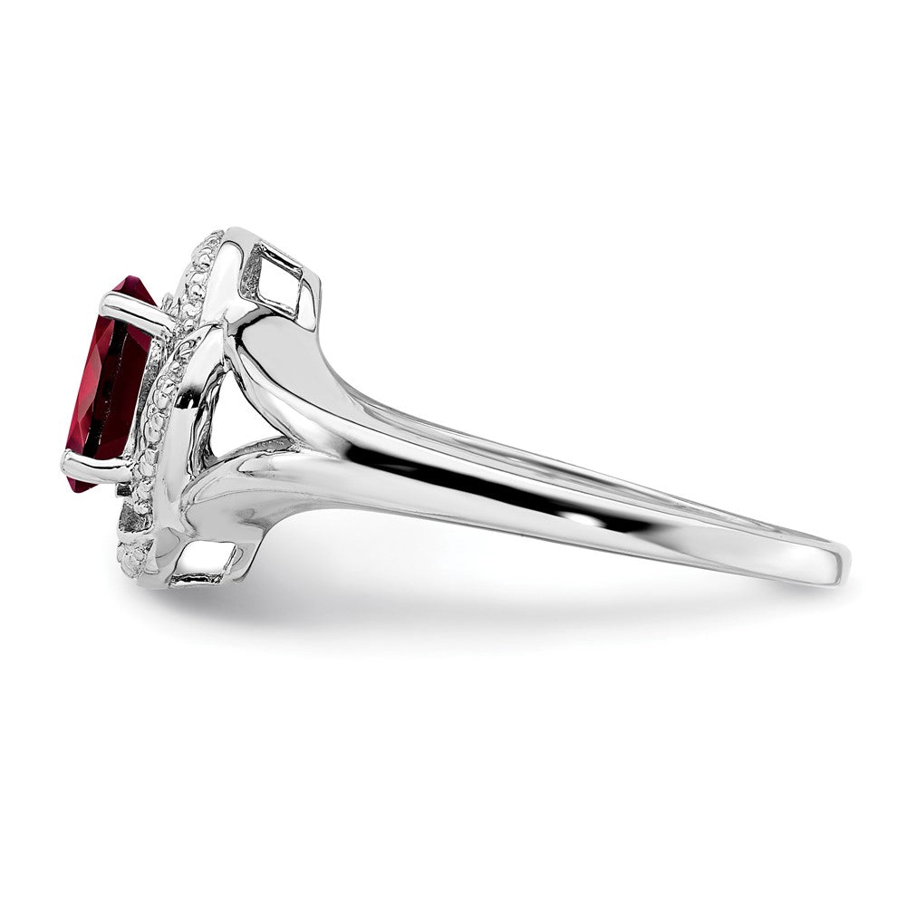 Sterling Silver Rhodium-plated Diamond u0026 Garnet Ring