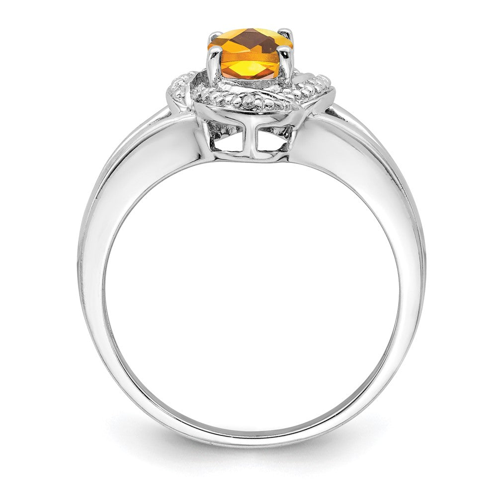 Sterling Silver Rhodium-plated Diamond u0026 Citrine Ring