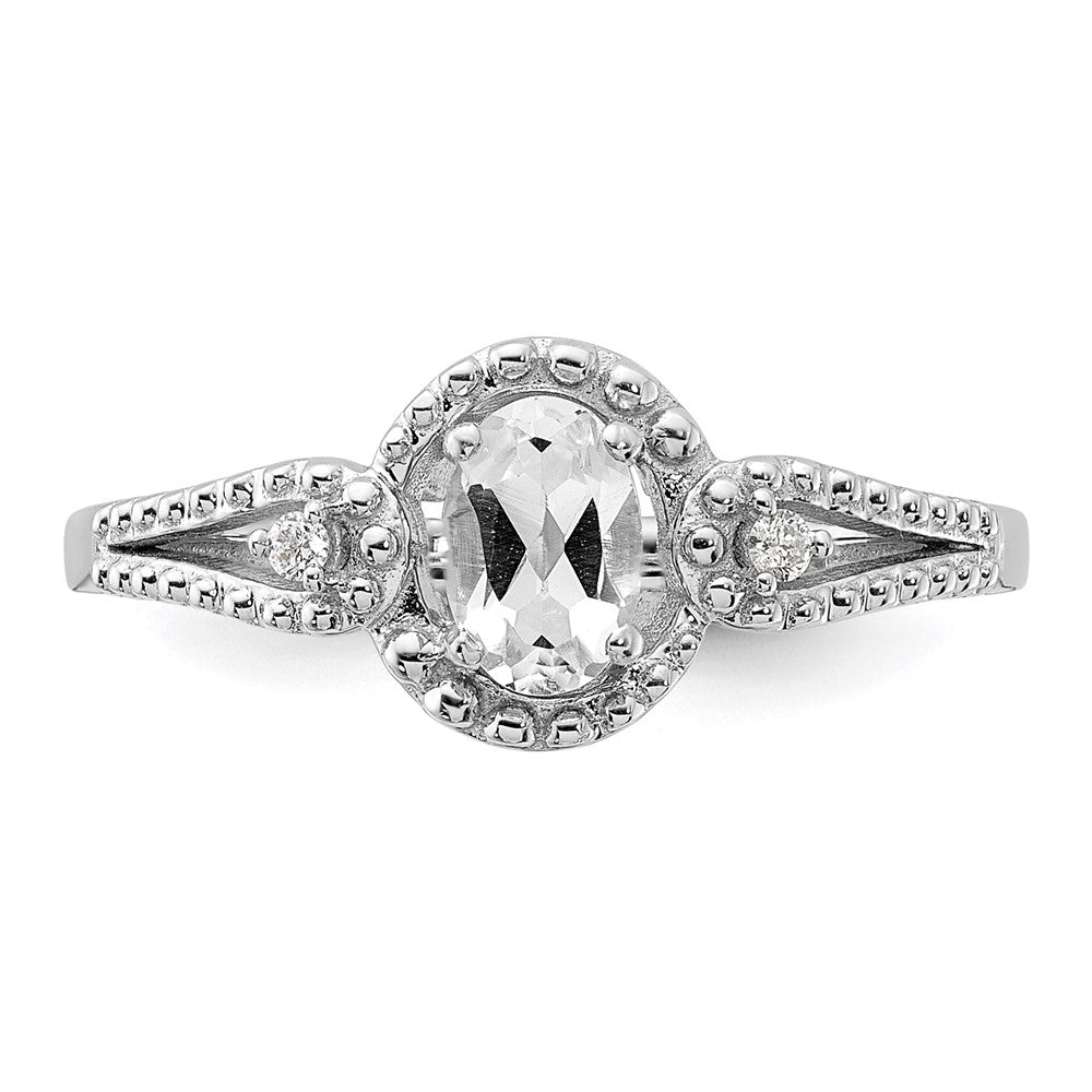 Sterling Silver Rhodium-plated White Topaz u0026 Diamond Ring