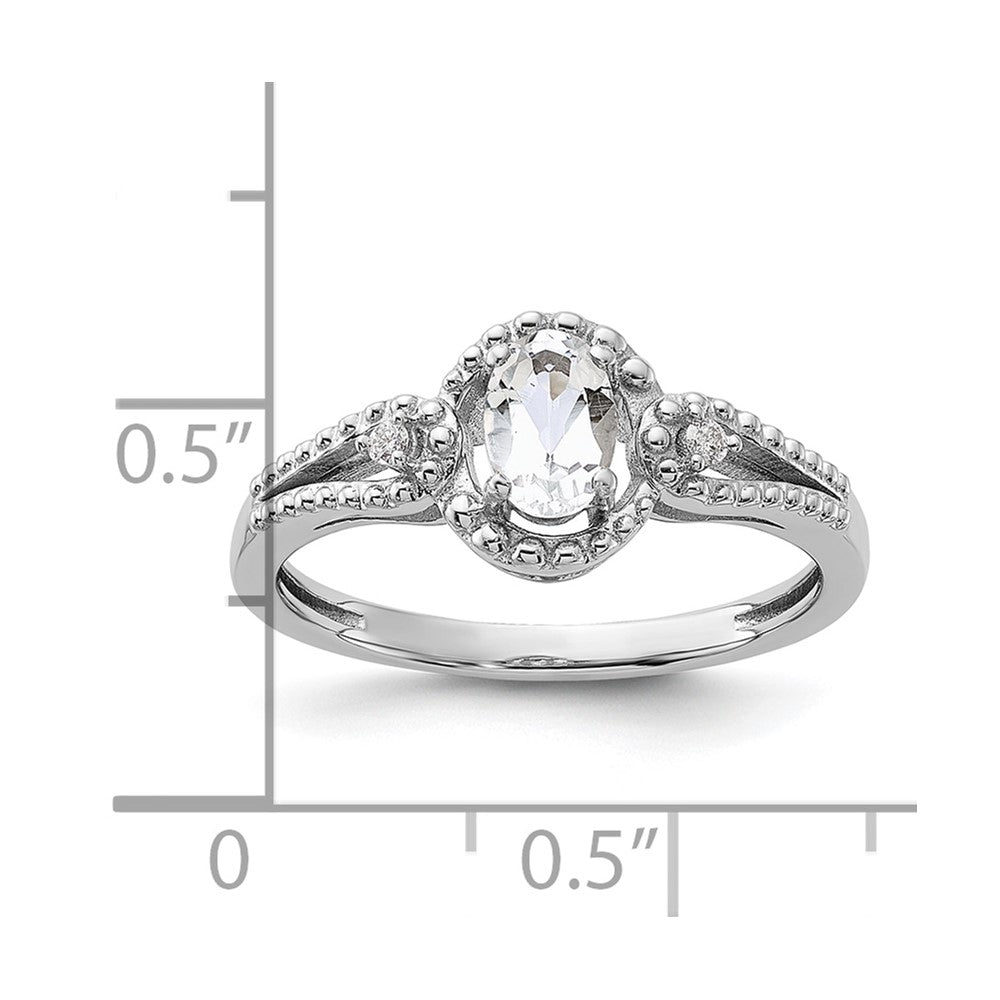 Sterling Silver Rhodium-plated White Topaz u0026 Diamond Ring
