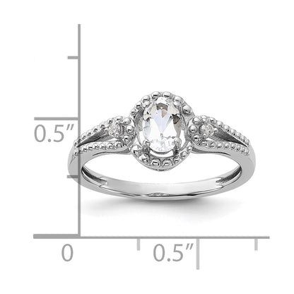 Sterling Silver Rhodium-plated White Topaz u0026 Diamond Ring