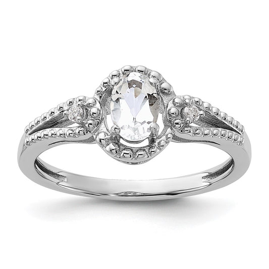 Sterling Silver Rhodium-plated White Topaz u0026 Diamond Ring