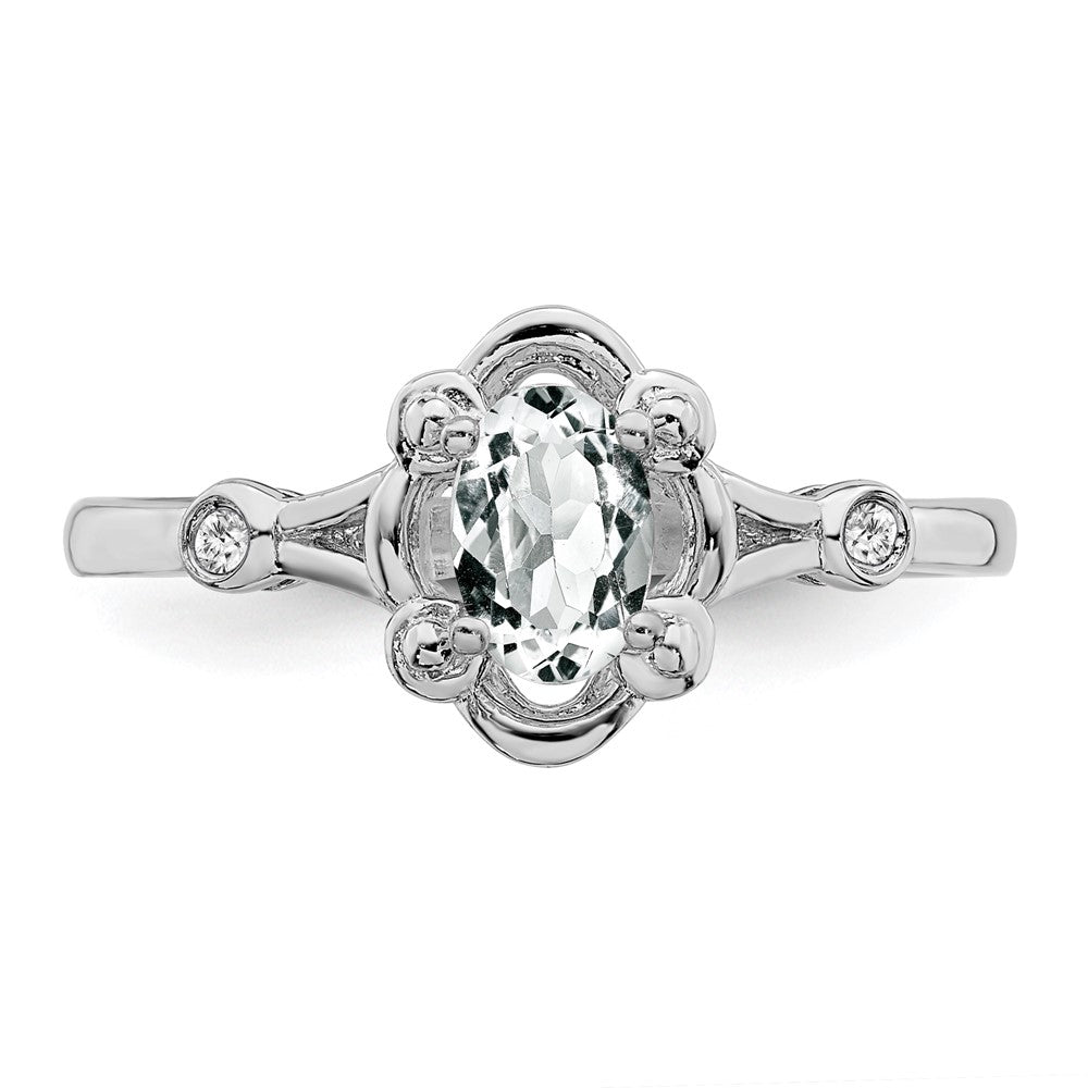 Sterling Silver Rhodium-plated White Topaz u0026 Diamond Ring