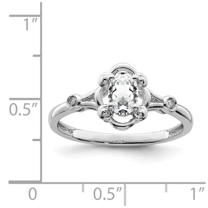 Sterling Silver Rhodium-plated White Topaz u0026 Diamond Ring