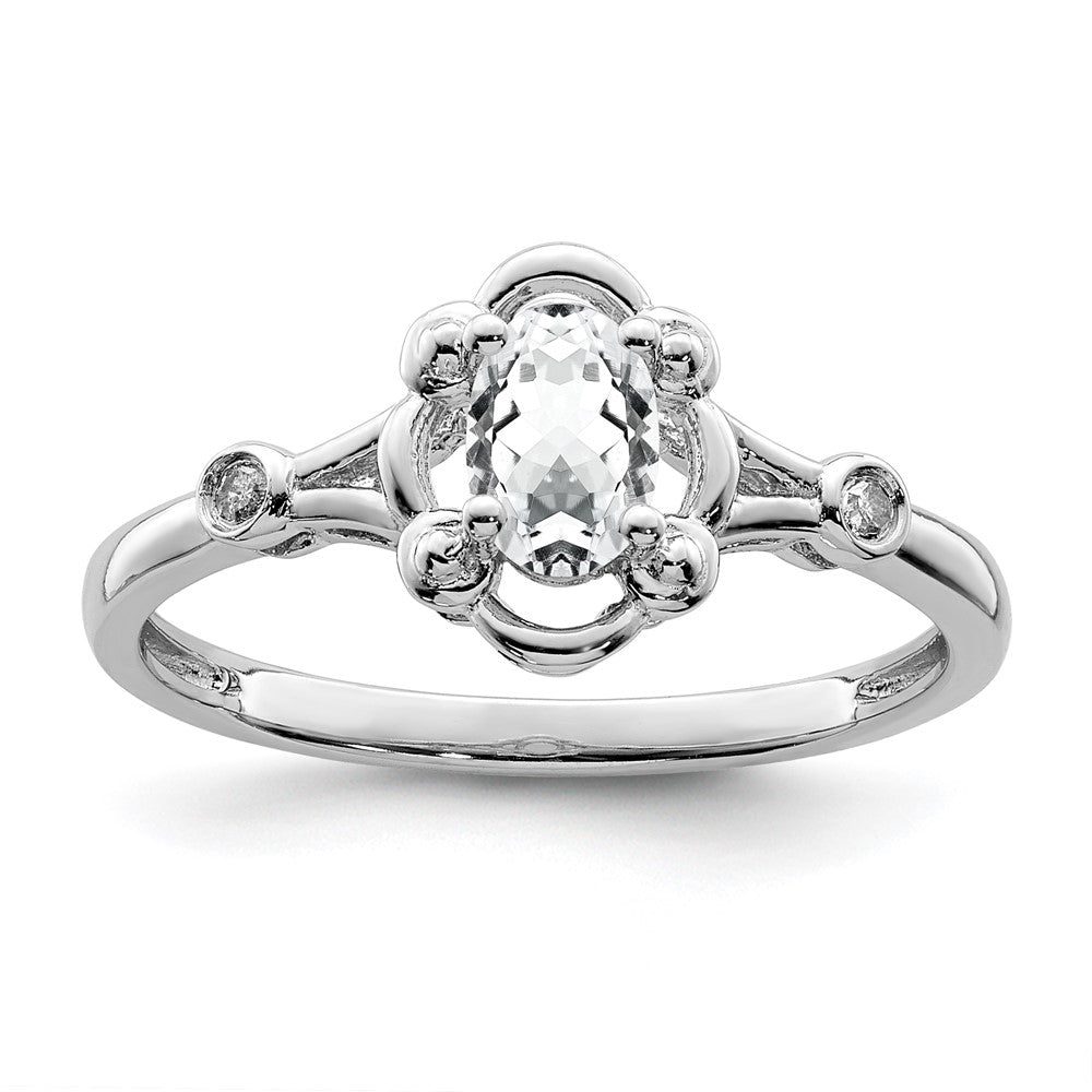 Sterling Silver Rhodium-plated White Topaz u0026 Diamond Ring