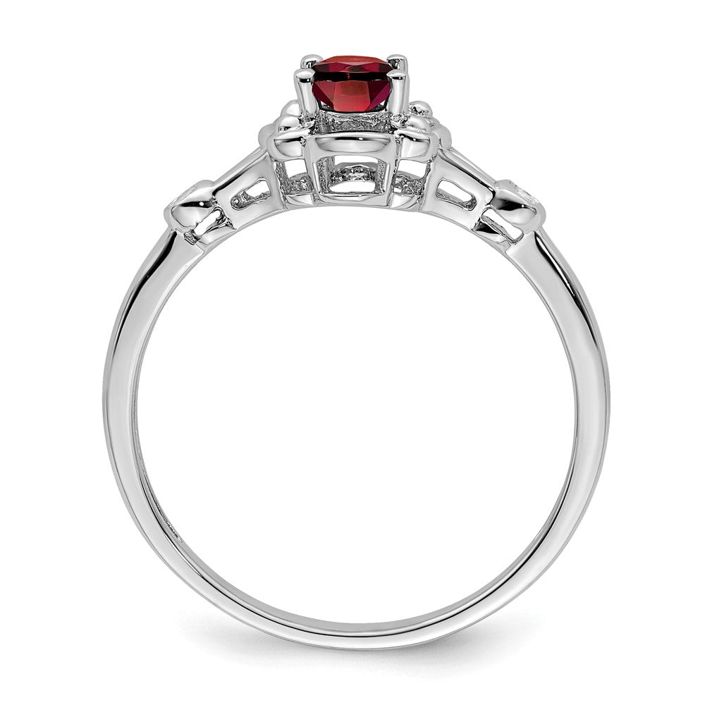 Sterling Silver Rhodium-plated Garnet u0026 Diamond Ring