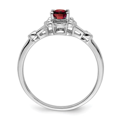 Sterling Silver Rhodium-plated Garnet u0026 Diamond Ring