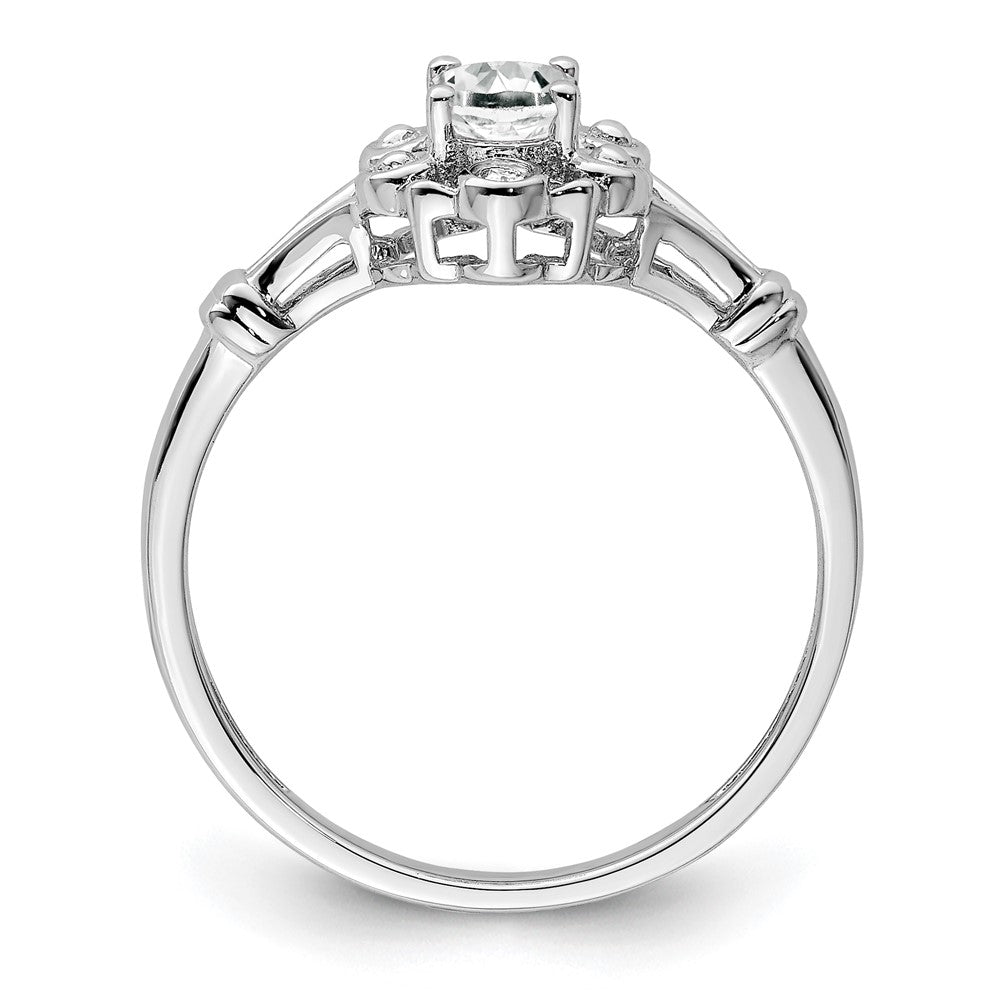 Sterling Silver Rhodium-plated White Topaz u0026 Diamond Ring
