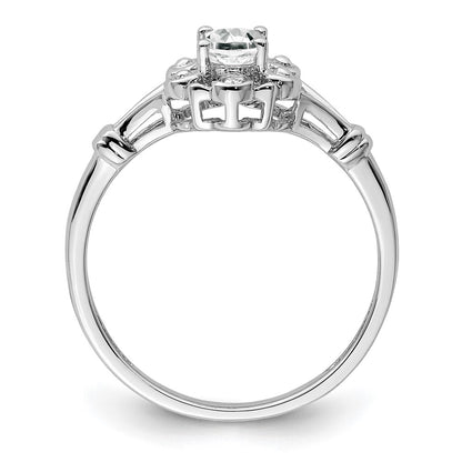 Sterling Silver Rhodium-plated White Topaz u0026 Diamond Ring