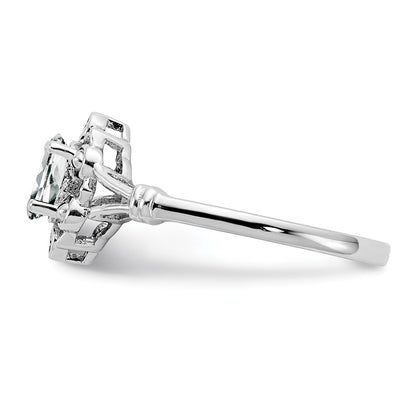 Sterling Silver Rhodium-plated White Topaz u0026 Diamond Ring