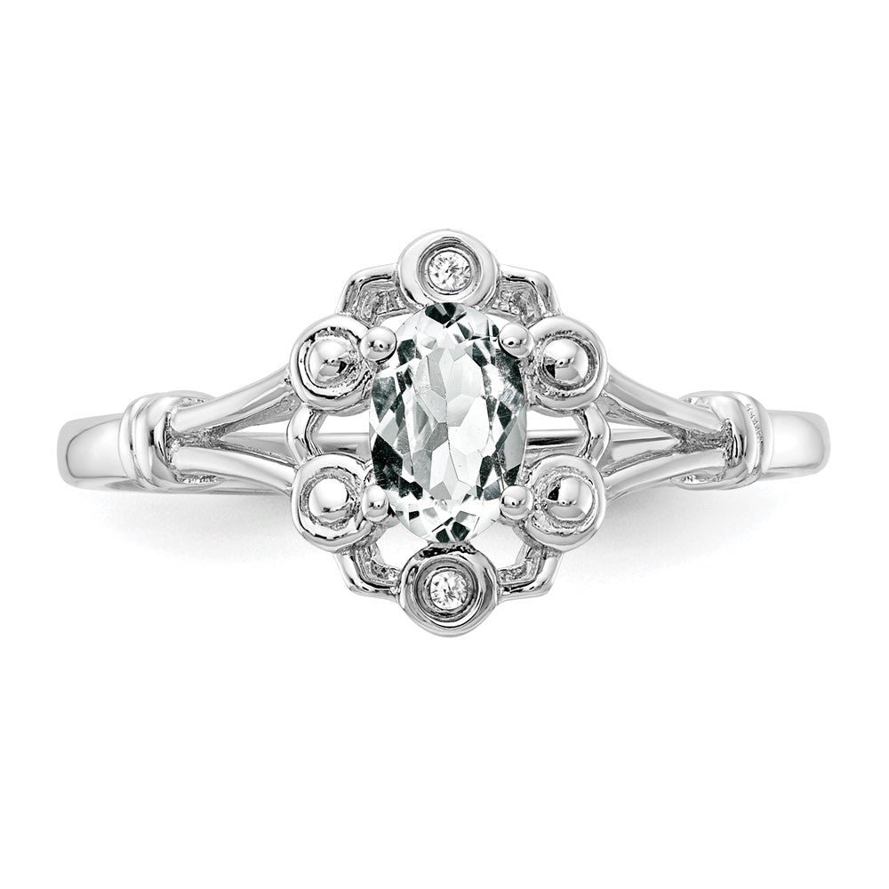Sterling Silver Rhodium-plated White Topaz u0026 Diamond Ring