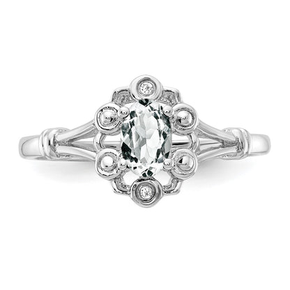 Sterling Silver Rhodium-plated White Topaz u0026 Diamond Ring