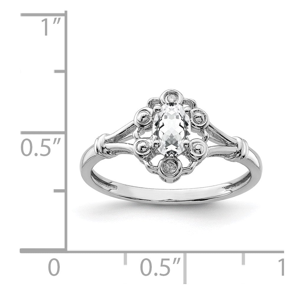 Sterling Silver Rhodium-plated White Topaz u0026 Diamond Ring