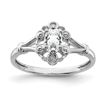 Sterling Silver Rhodium-plated White Topaz u0026 Diamond Ring