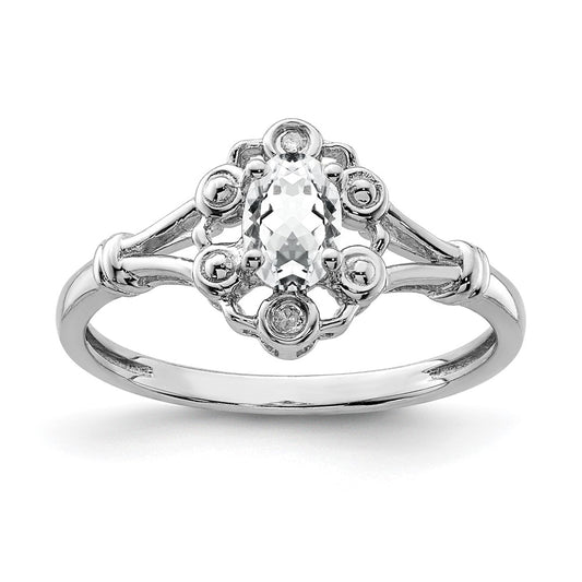 Sterling Silver Rhodium-plated White Topaz u0026 Diamond Ring