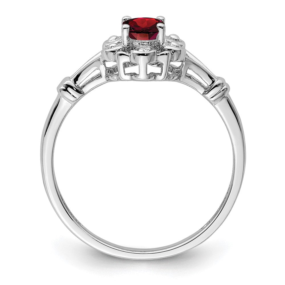Sterling Silver Rhodium-plated Garnet u0026 Diamond Ring