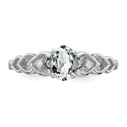 Sterling Silver Rhodium-plated White Topaz u0026 Diamond Ring