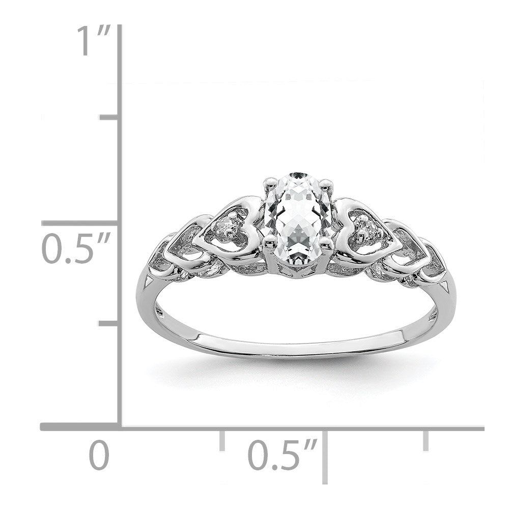 Sterling Silver Rhodium-plated White Topaz u0026 Diamond Ring