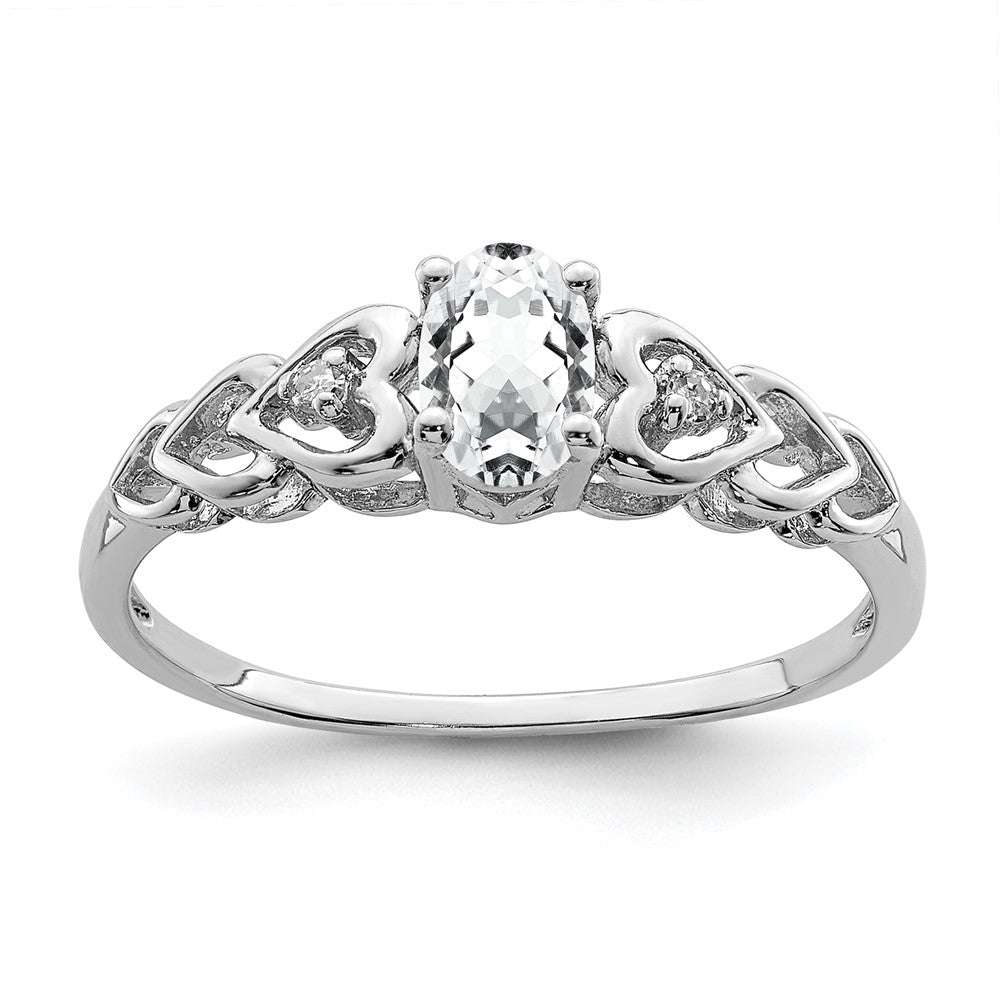 Sterling Silver Rhodium-plated White Topaz u0026 Diamond Ring