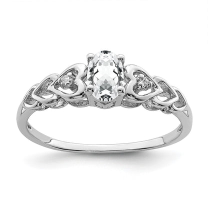 Sterling Silver Rhodium-plated White Topaz u0026 Diamond Ring