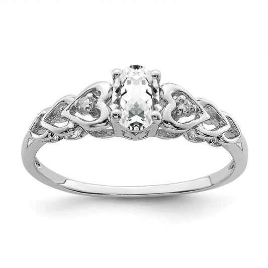 Sterling Silver Rhodium-plated White Topaz u0026 Diamond Ring