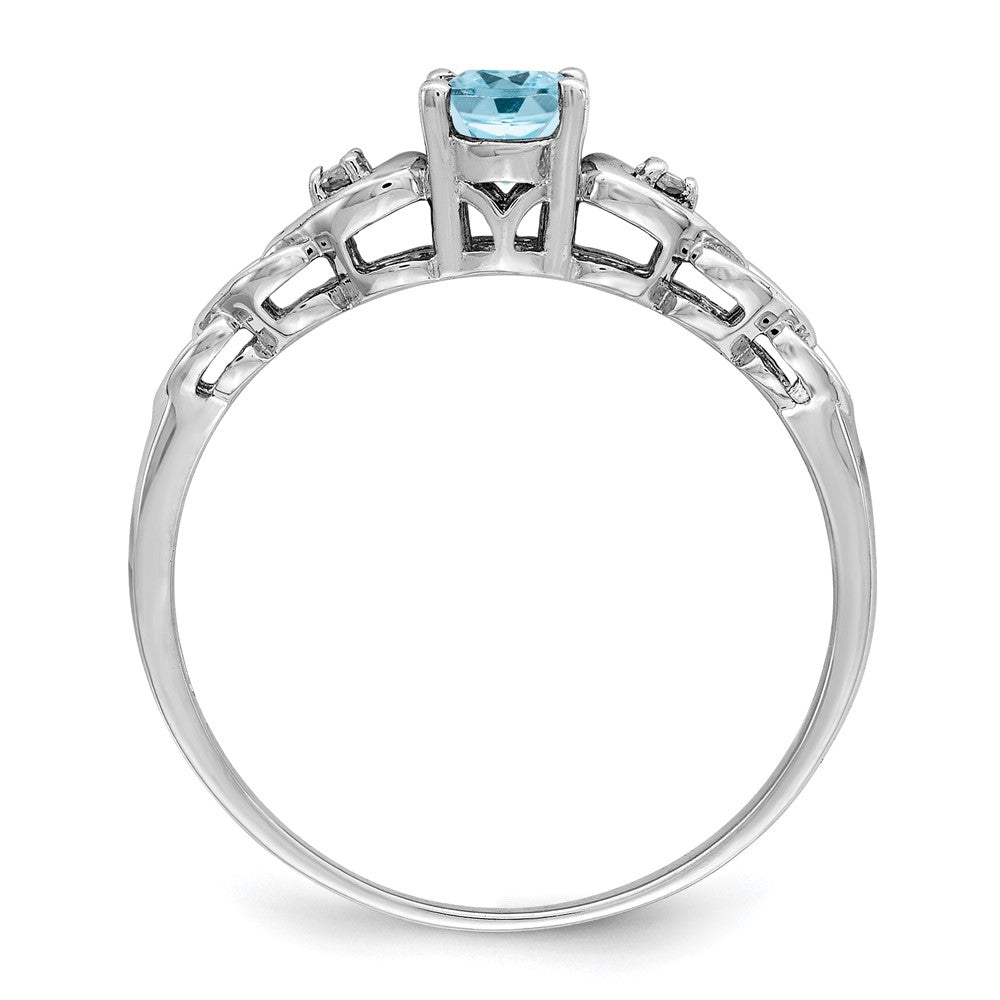 Sterling Silver Rhodium-plated Swiss Blue Topaz u0026 Diamond Ring