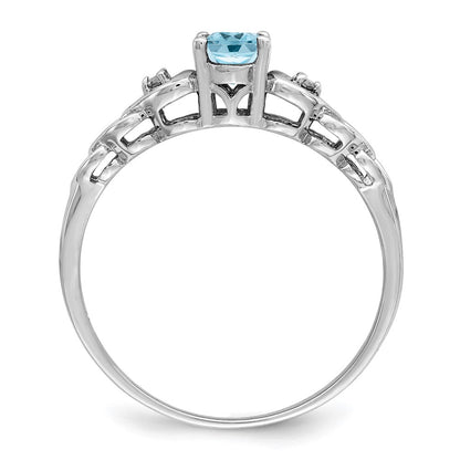 Sterling Silver Rhodium-plated Swiss Blue Topaz u0026 Diamond Ring