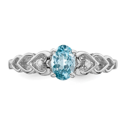 Sterling Silver Rhodium-plated Swiss Blue Topaz u0026 Diamond Ring