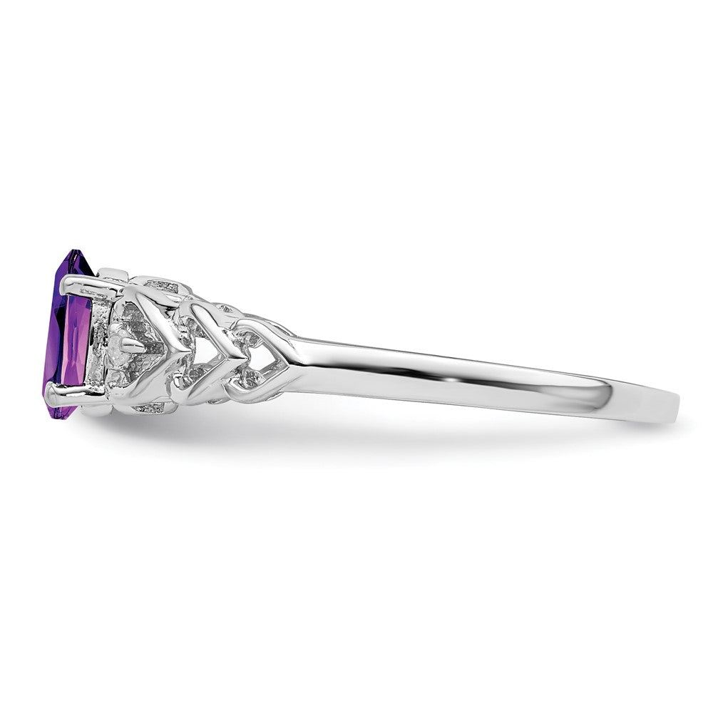 Sterling Silver Rhodium-plated Amethyst u0026 Diamond Ring
