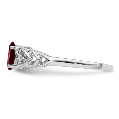 Sterling Silver Rhodium-plated Garnet u0026 Diamond Ring