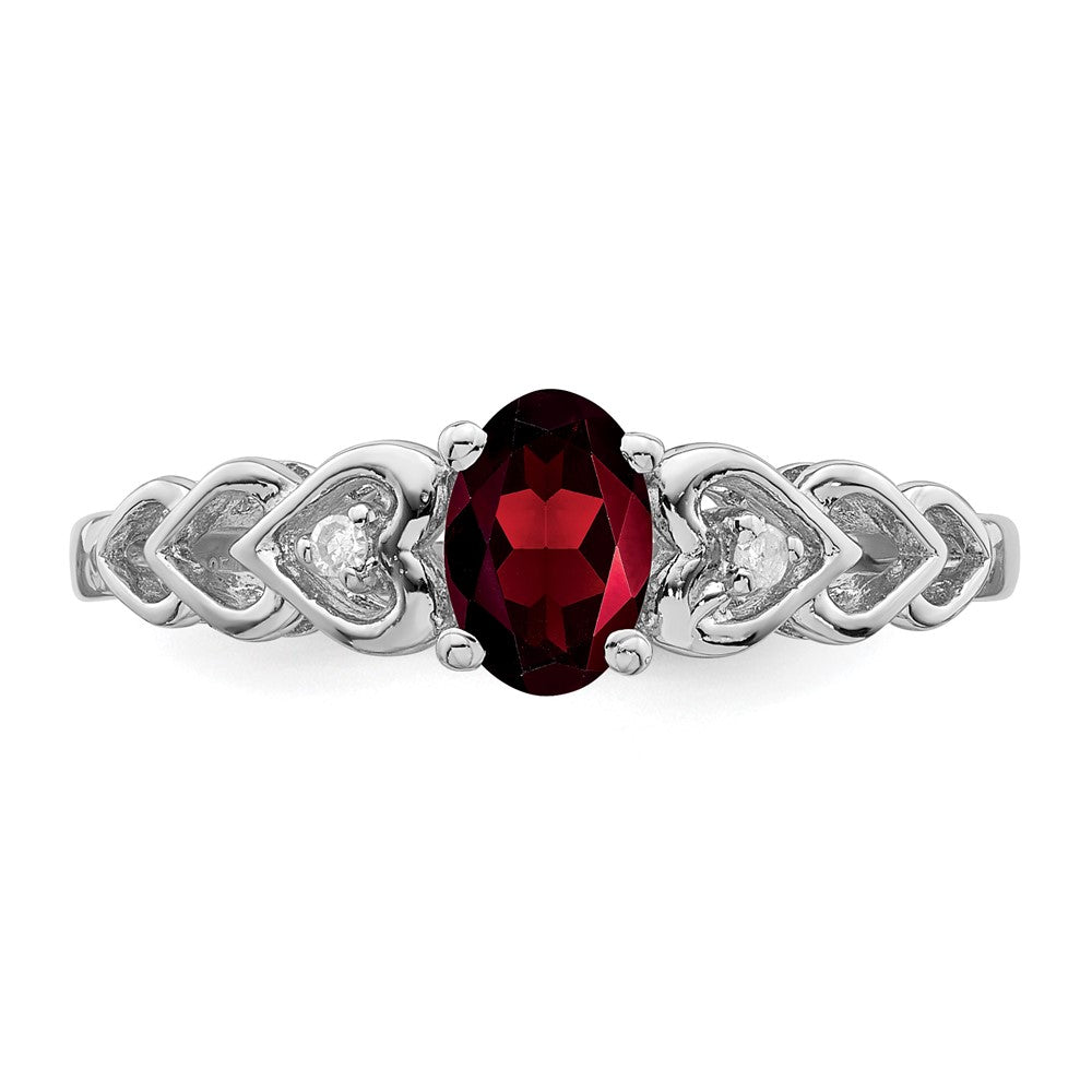 Sterling Silver Rhodium-plated Garnet u0026 Diamond Ring
