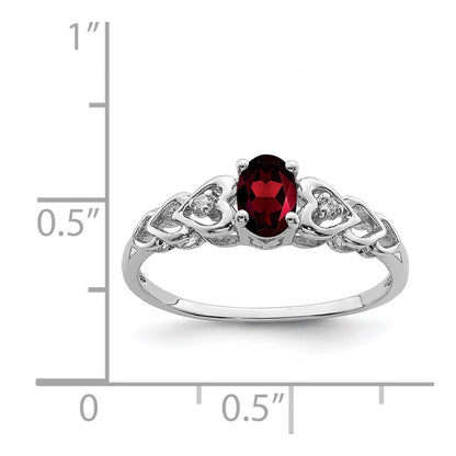 Sterling Silver Rhodium-plated Garnet u0026 Diamond Ring