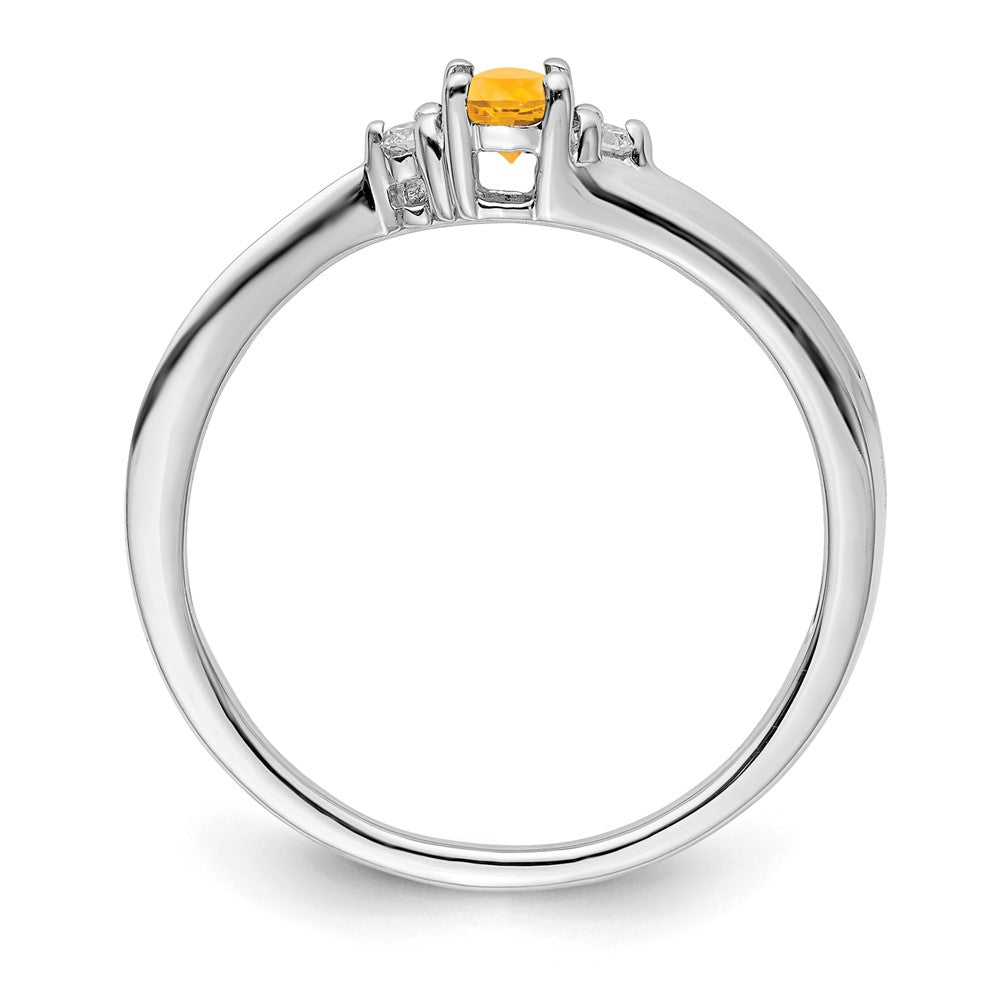 Sterling Silver Rhodium-plated Citrine u0026 Diamond Birthstone Ring
